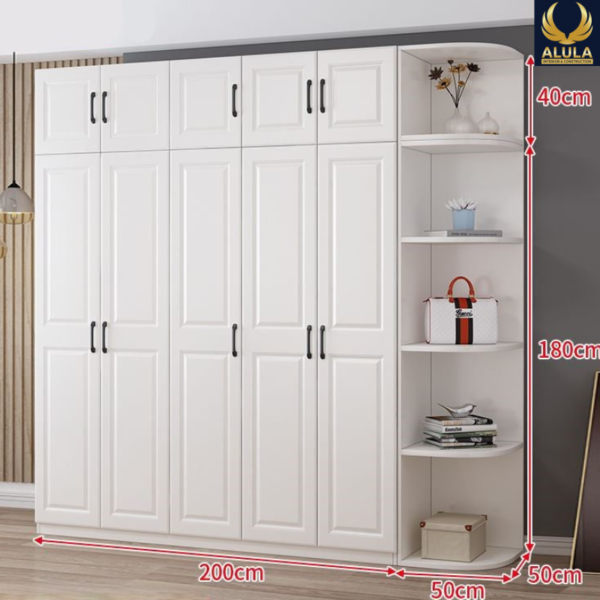 Tủ Quần Áo Gỗ Công Nghiệp Cao Cấp Phong Cách Bán Cổ Điển Màu Trắng ALU.T05