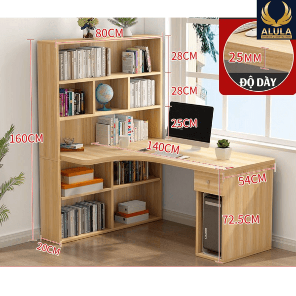 Bàn làm việc có kệ sách ALULA-BLV.04