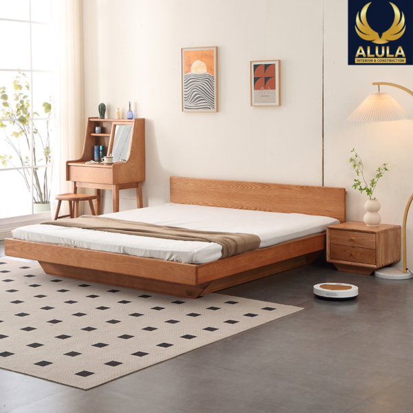 Giường Ngủ Gỗ Tự Nhiên Veneer Vân Sồi – ALU.G26