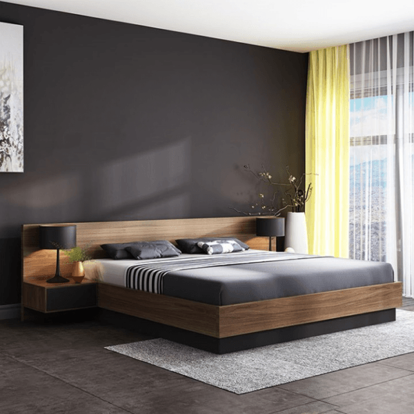 Giường Ngủ Gỗ MDF Phủ Melamine Vân Sồi Cao Cấp – ALU.G09